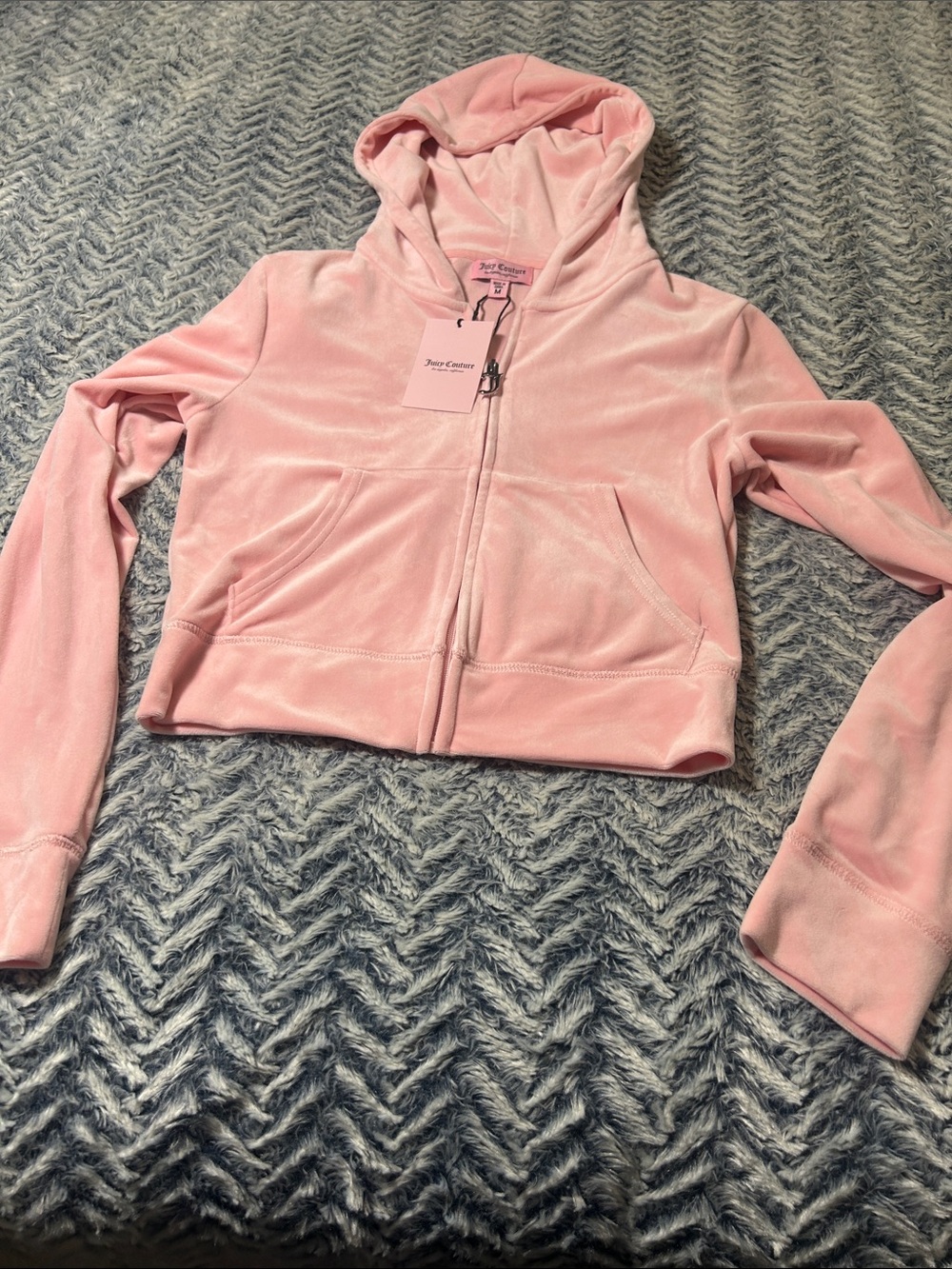 Juicy Couture Baby Pink Velour Full Zip Hoodie